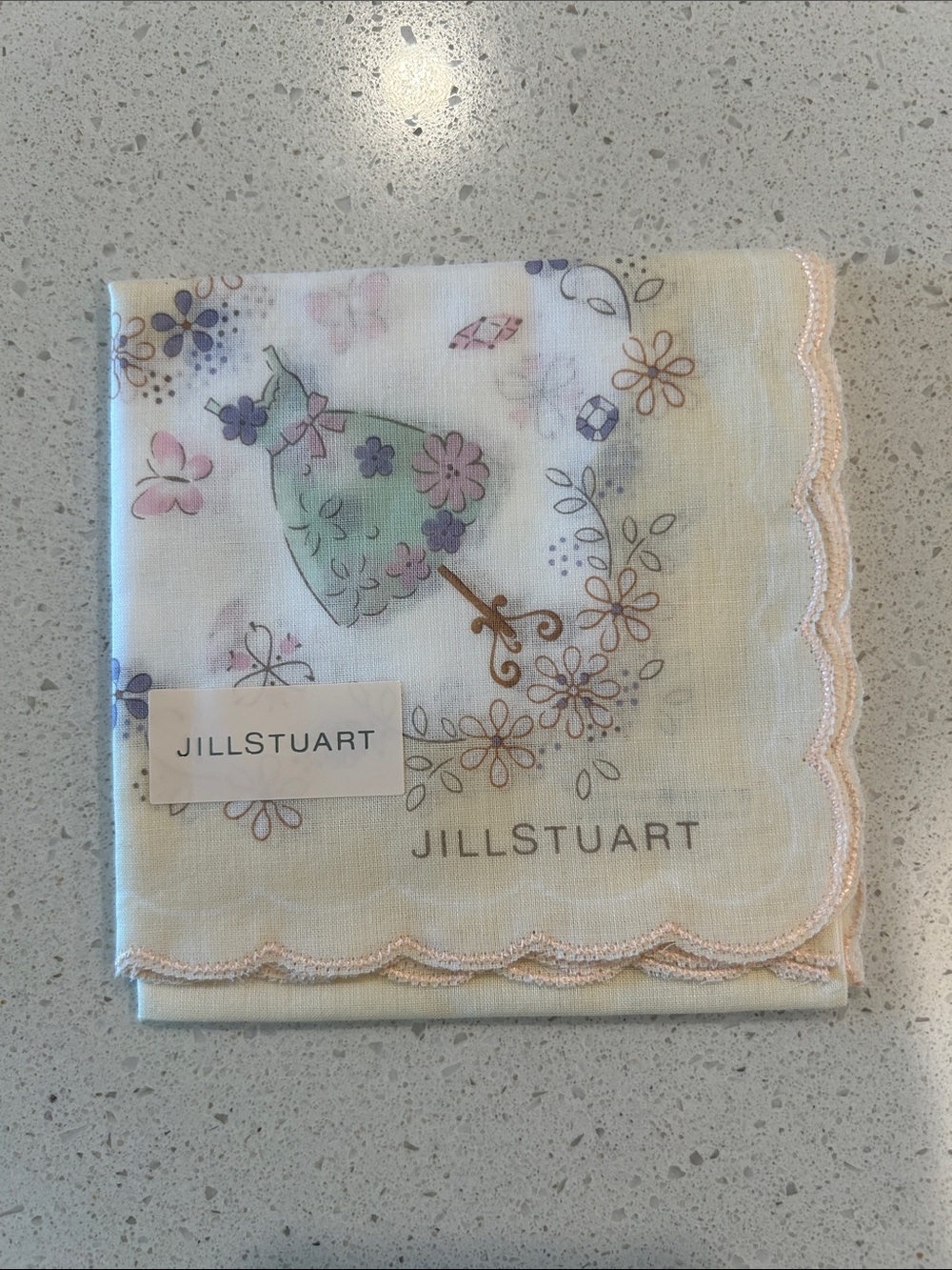 Jill Stuart White Handkerchief with Pastel Floral Print